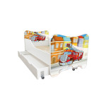 Detská posteľ Top Beds Happy Kitty 140x70 Požiarne autíčko so zásuvkou